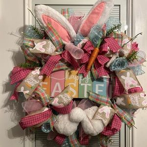Beautiful Easter wreath.  Hand crafted 25 in around and 5 inches tall.